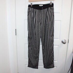 Frnch Paris Vertical Striped Tapered Trousers Size Small Black And White